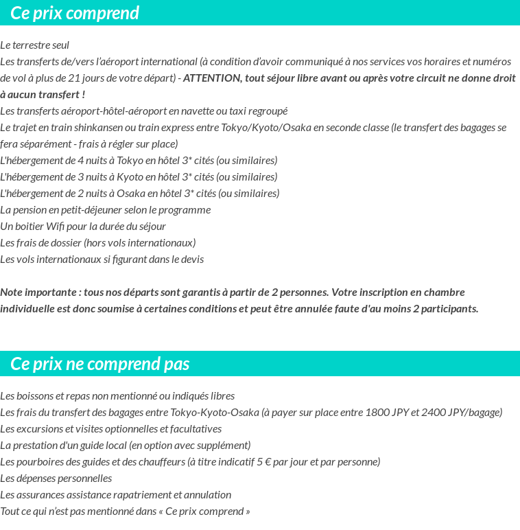 Conditions tarifaires