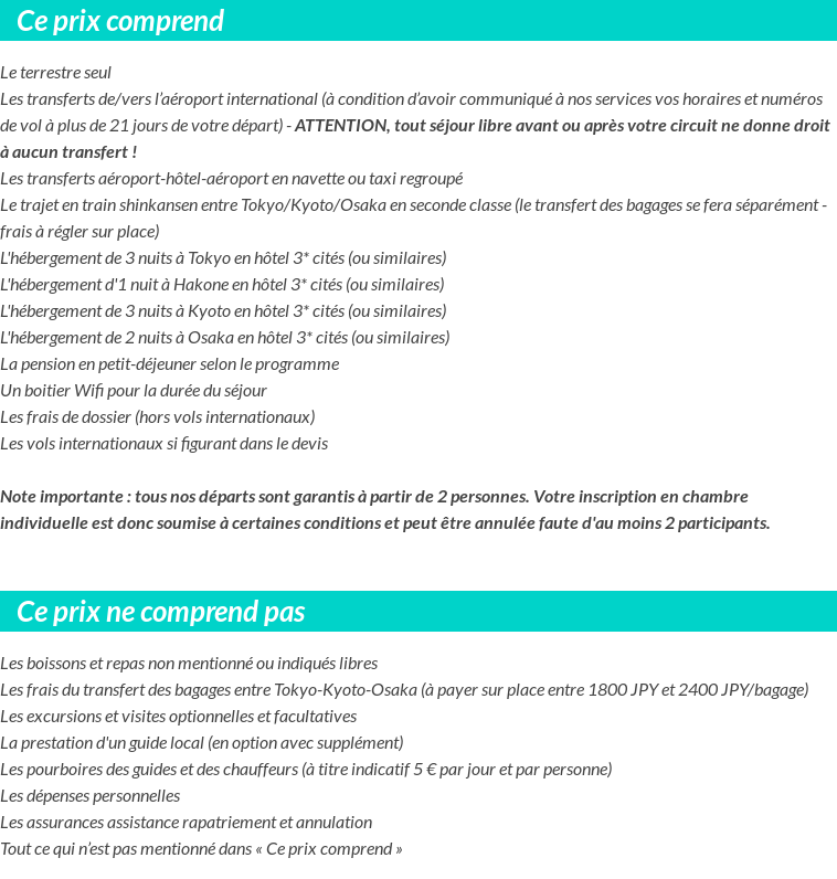 Conditions tarifaires