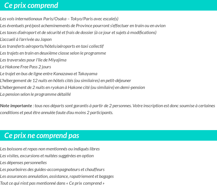 Conditions tarifaires