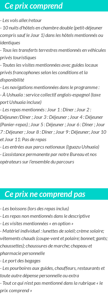 Conditions tarifaires