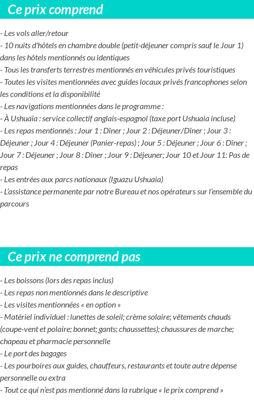 Conditions tarifaires