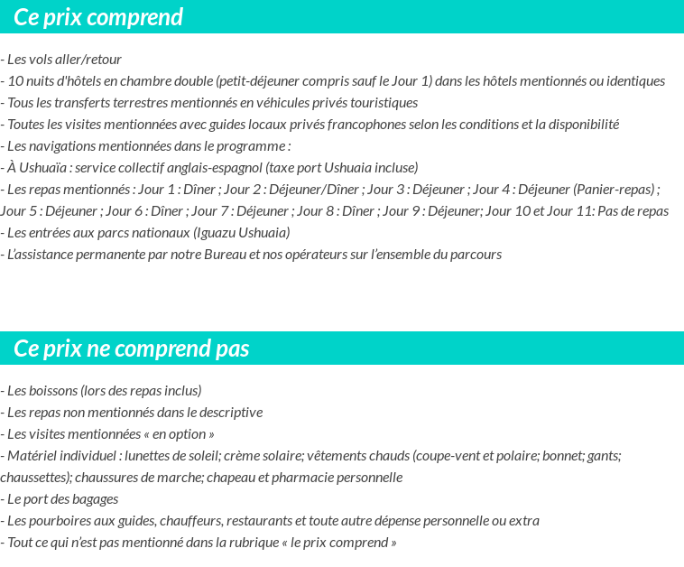 Conditions tarifaires