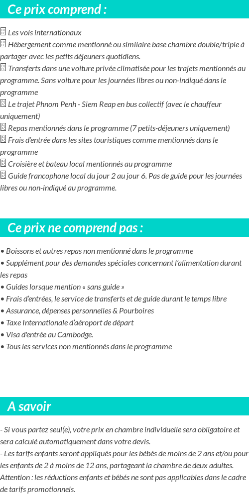 Conditions tarifaires