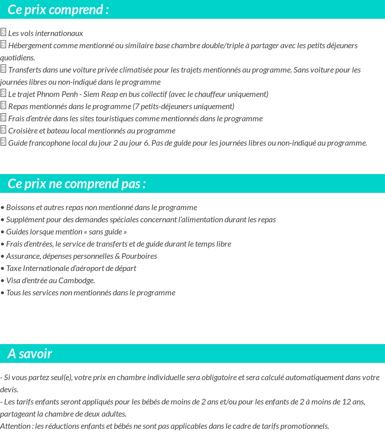 Conditions tarifaires