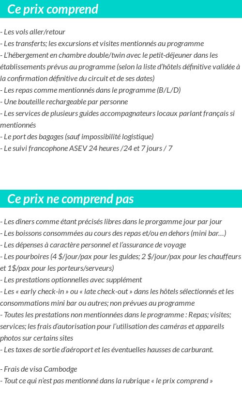 Conditions tarifaires