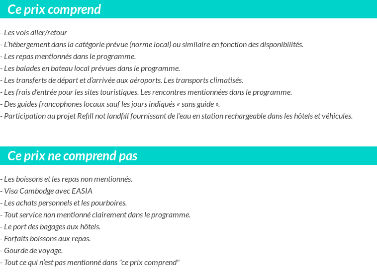 Conditions tarifaires