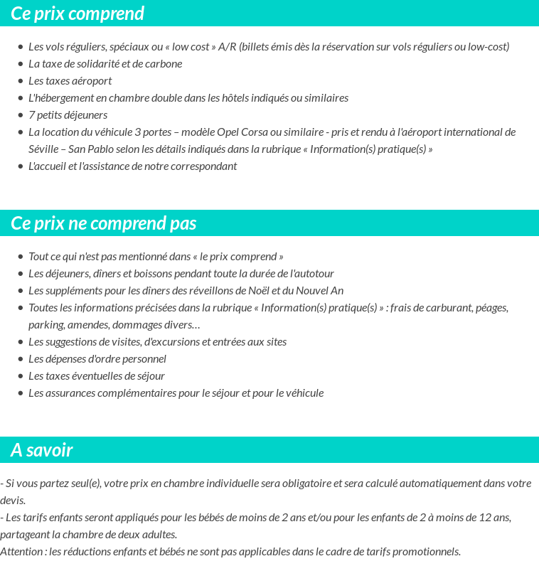 Conditions tarifaires