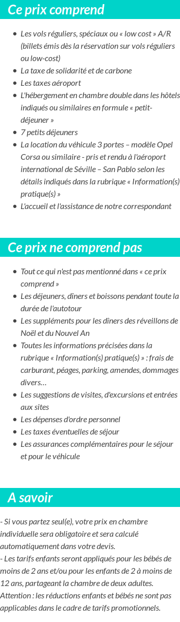 Conditions tarifaires