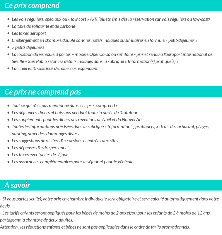 Conditions tarifaires