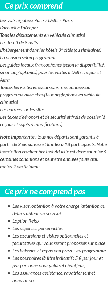 Conditions tarifaires