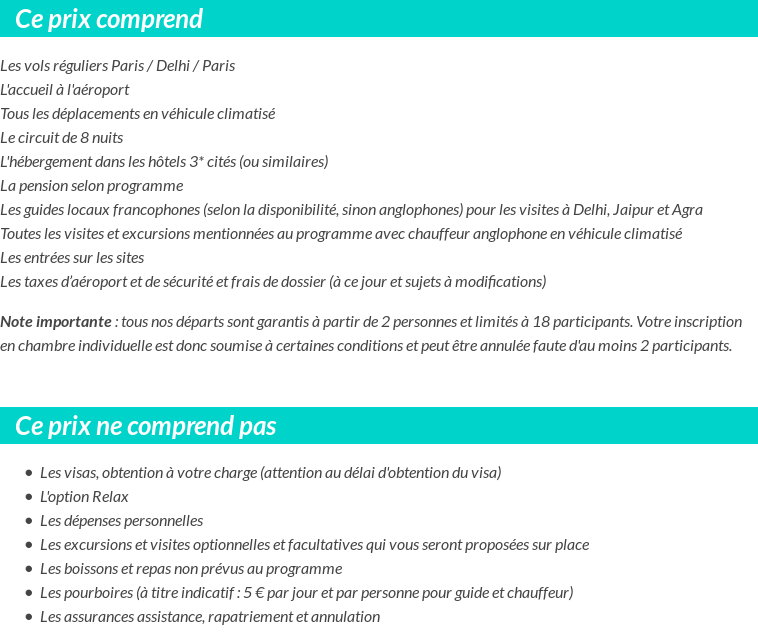 Conditions tarifaires