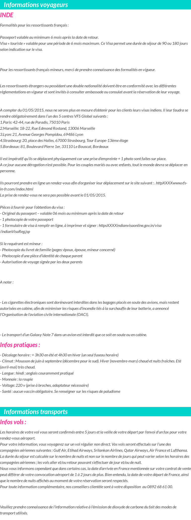 Formalités et infos voyageurs