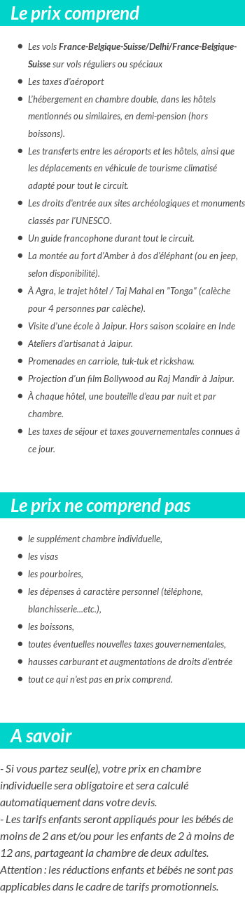 Conditions tarifaires