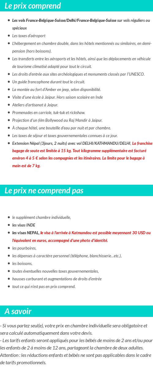 Conditions tarifaires