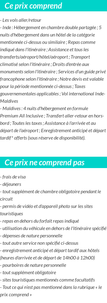 Conditions tarifaires