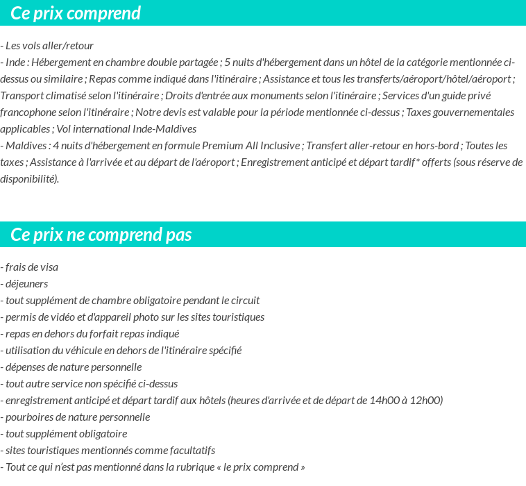 Conditions tarifaires