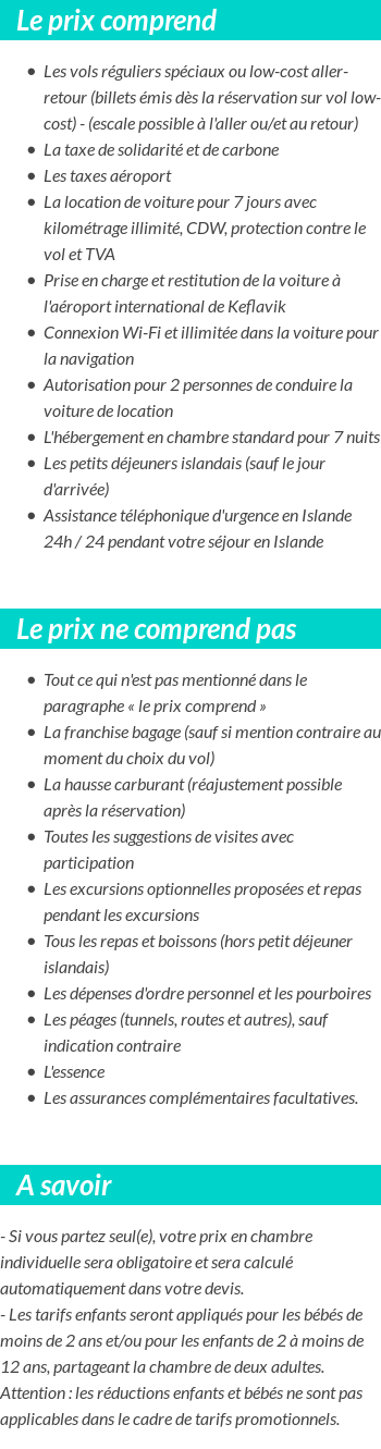 Conditions tarifaires