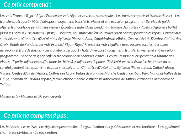Conditions tarifaires