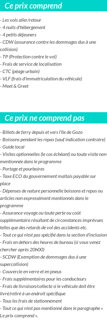 Conditions tarifaires