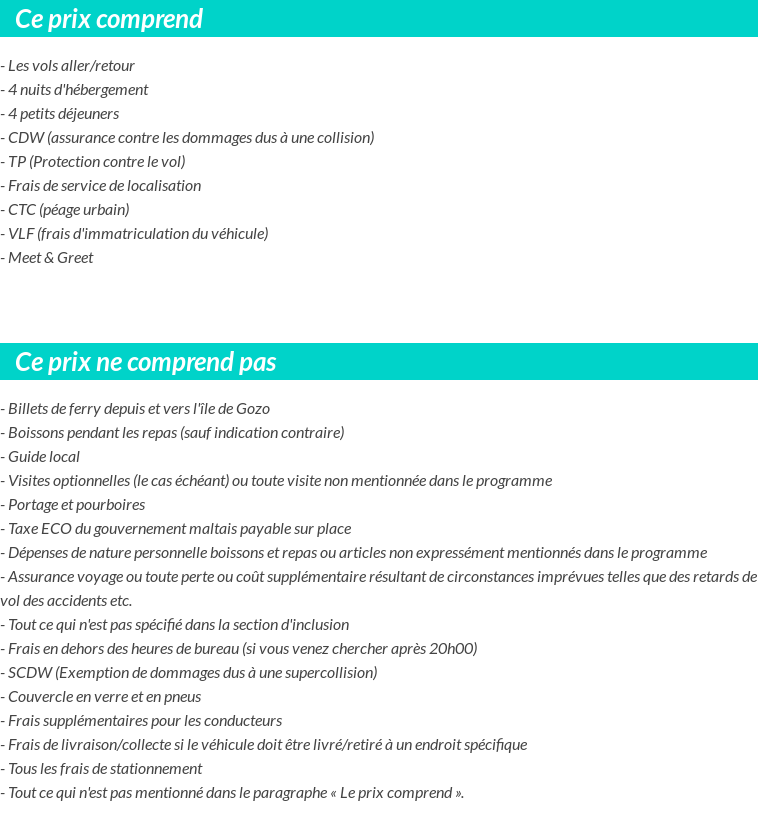 Conditions tarifaires