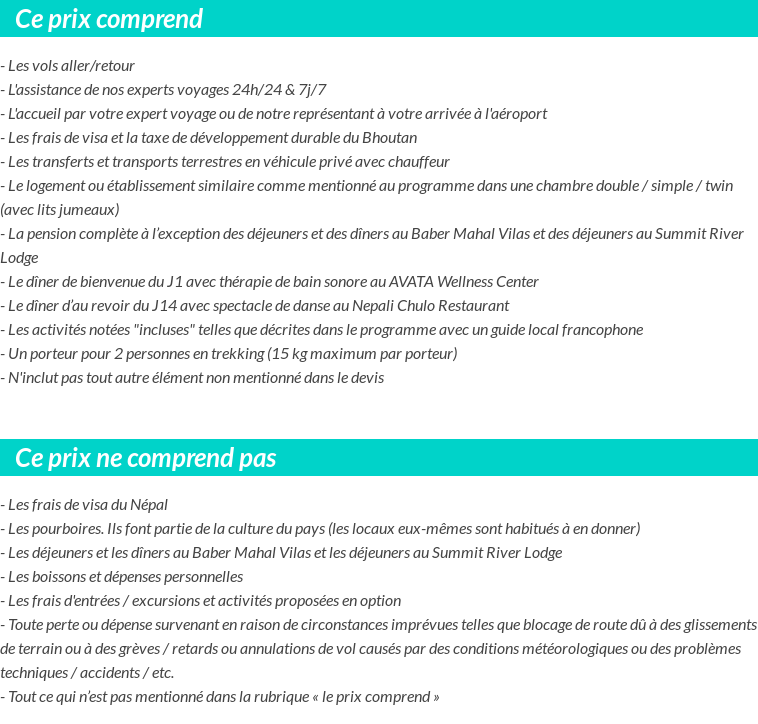 Conditions tarifaires