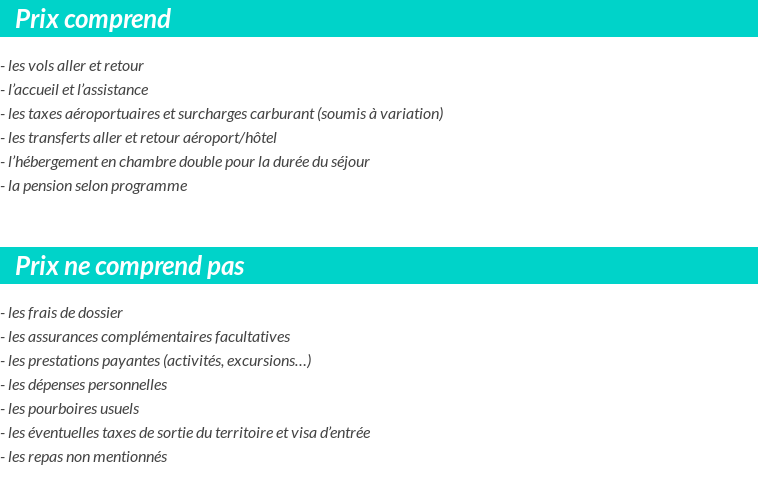 Conditions tarifaires