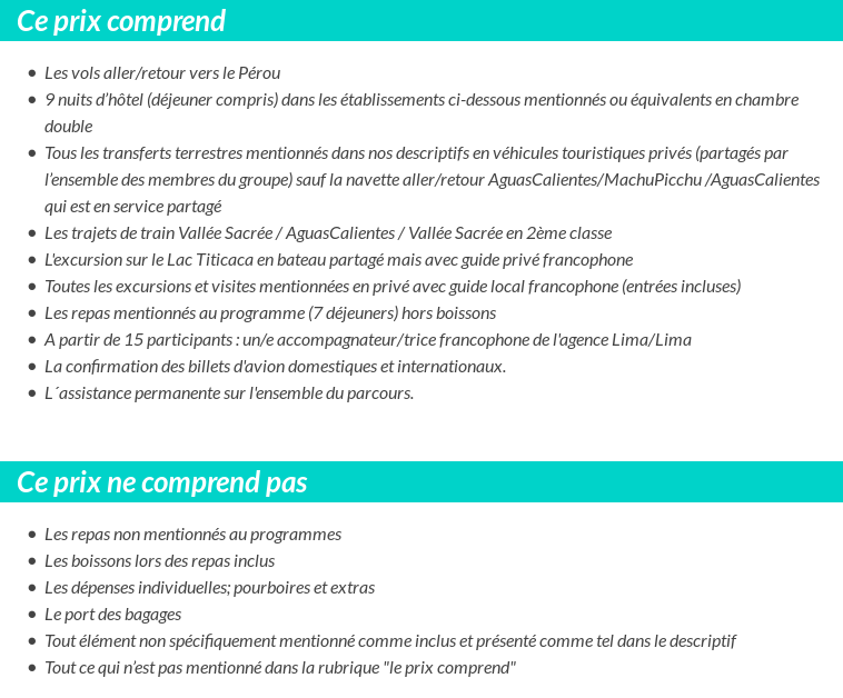 Conditions tarifaires