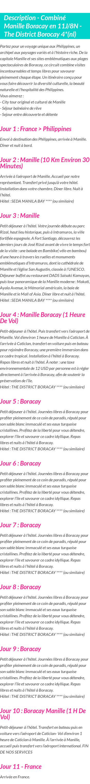 Détails du séjour