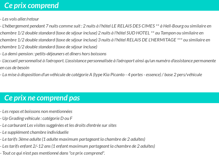 Conditions tarifaires