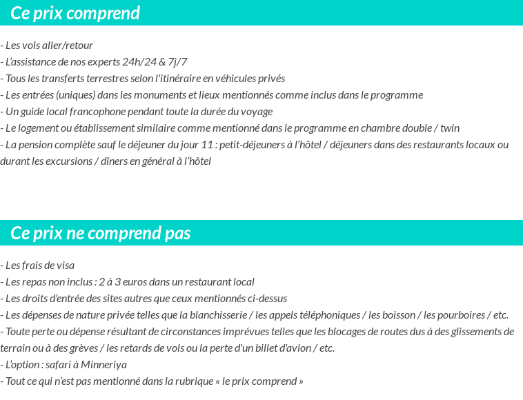 Conditions tarifaires