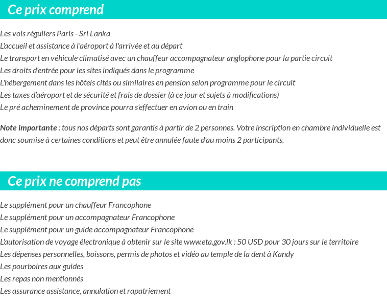 Conditions tarifaires