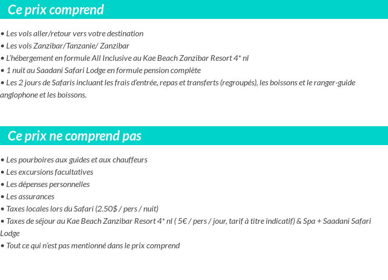 Conditions tarifaires