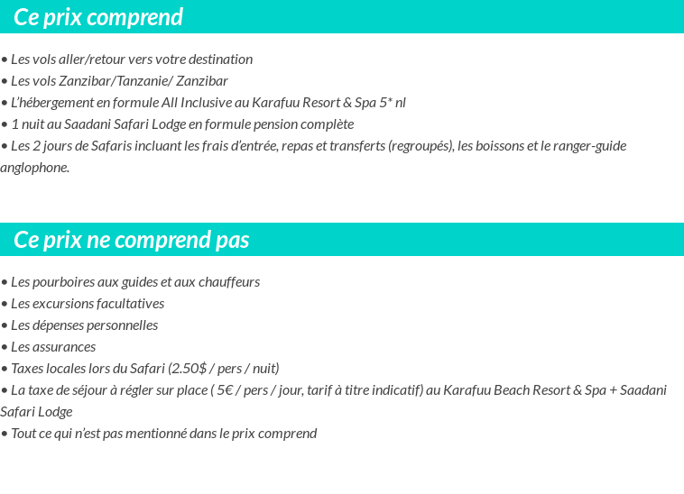 Conditions tarifaires
