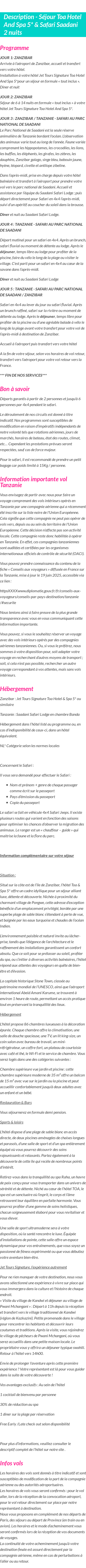 Détails du séjour