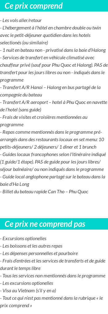 Conditions tarifaires