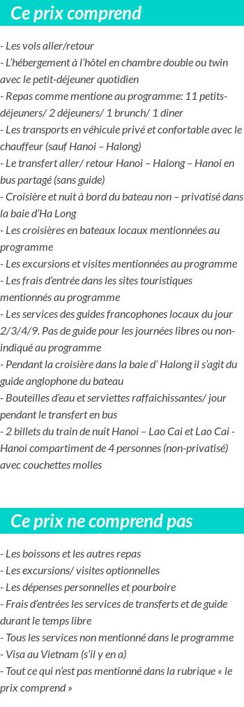 Conditions tarifaires