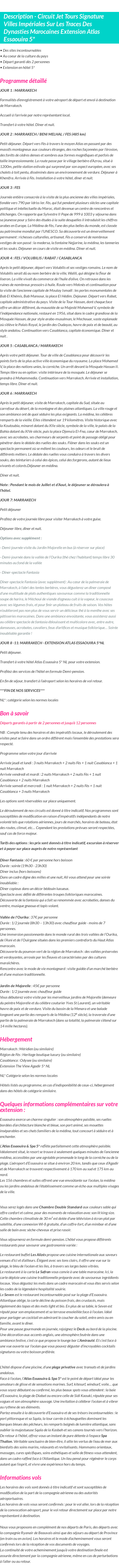 Détails du séjour