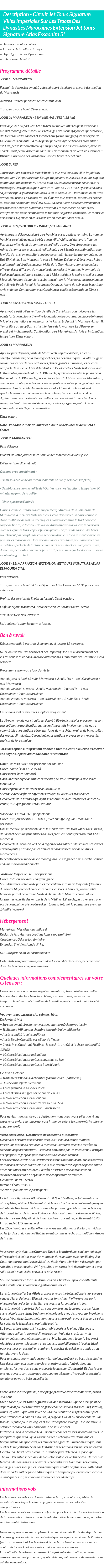 Détails du séjour