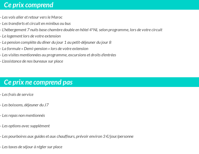 Conditions tarifaires