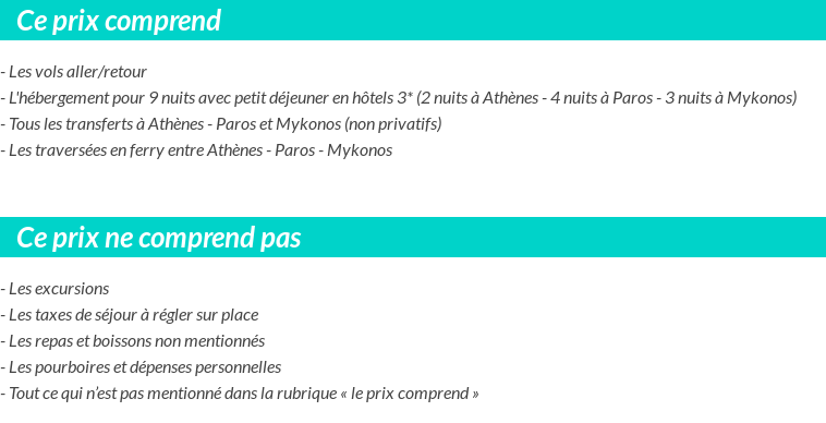 Conditions tarifaires