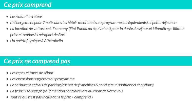 Conditions tarifaires