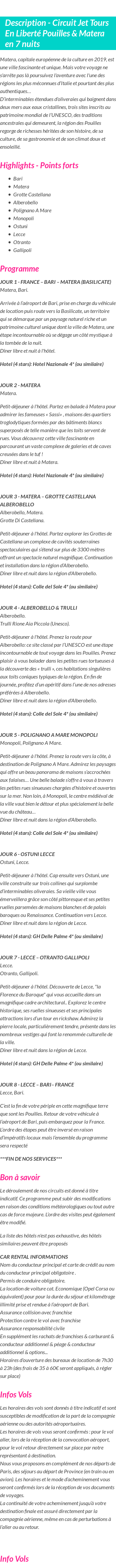Détails du séjour
