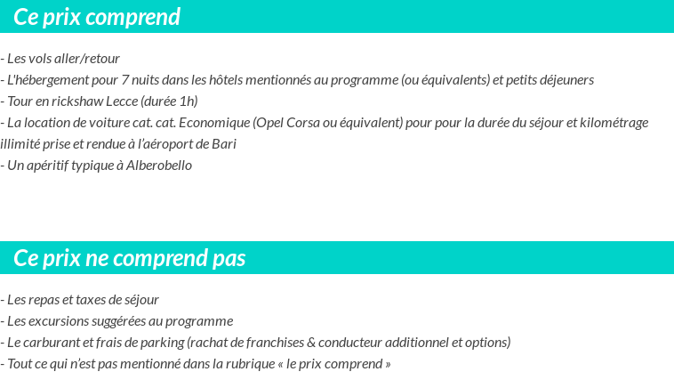 Conditions tarifaires