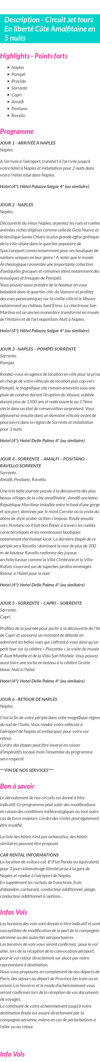 Détails du séjour