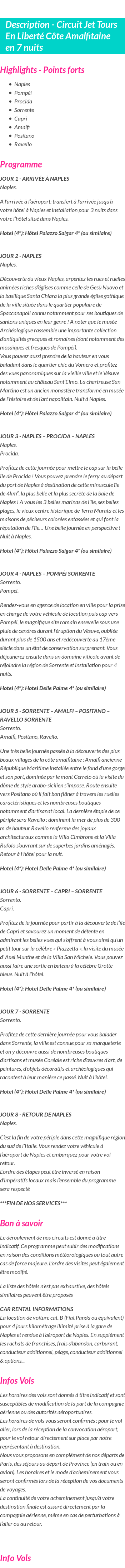 Détails du séjour