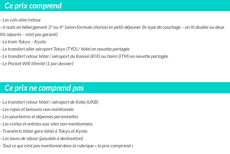 Conditions tarifaires