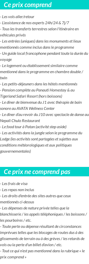 Conditions tarifaires