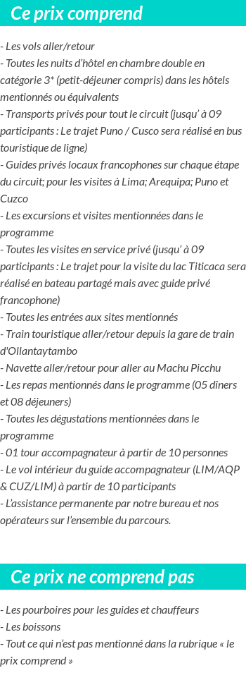 Conditions tarifaires