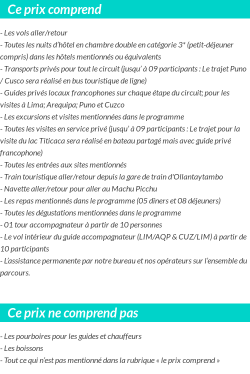 Conditions tarifaires