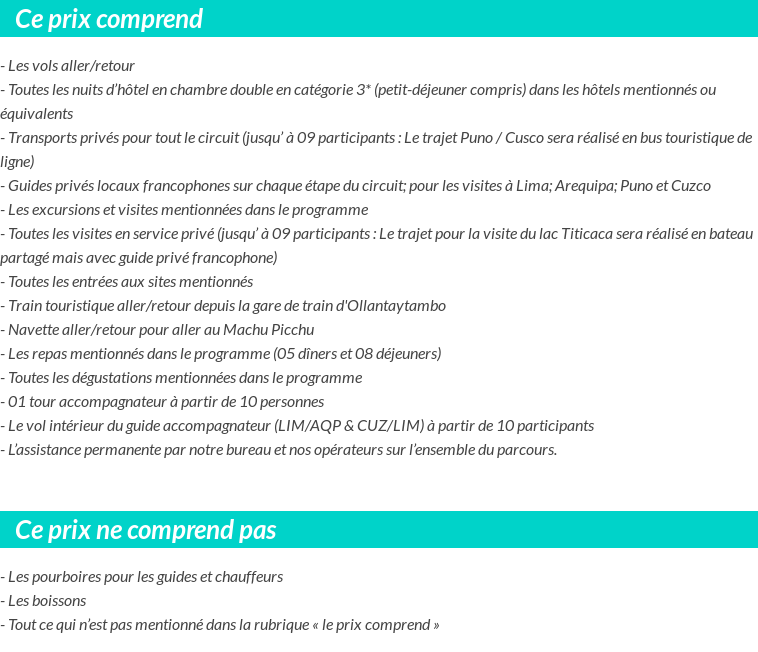 Conditions tarifaires